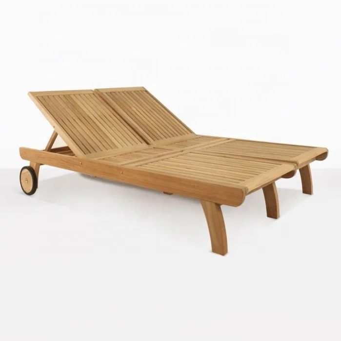 Outdoor fashionable style teak double beach lounger