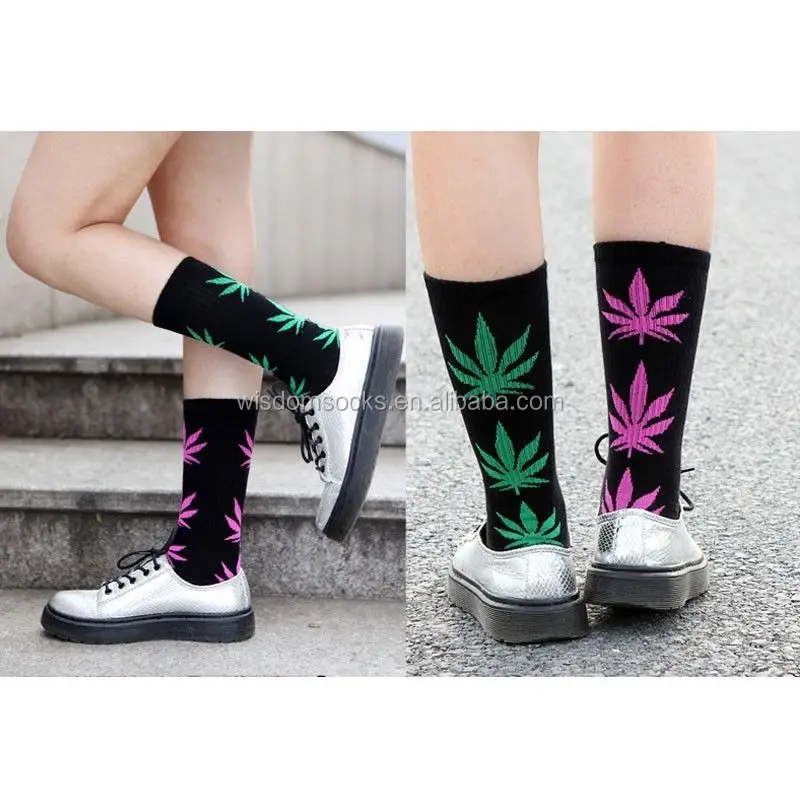 wholesale street men skateboard colorful sport bulk crew canada leaf weed socks