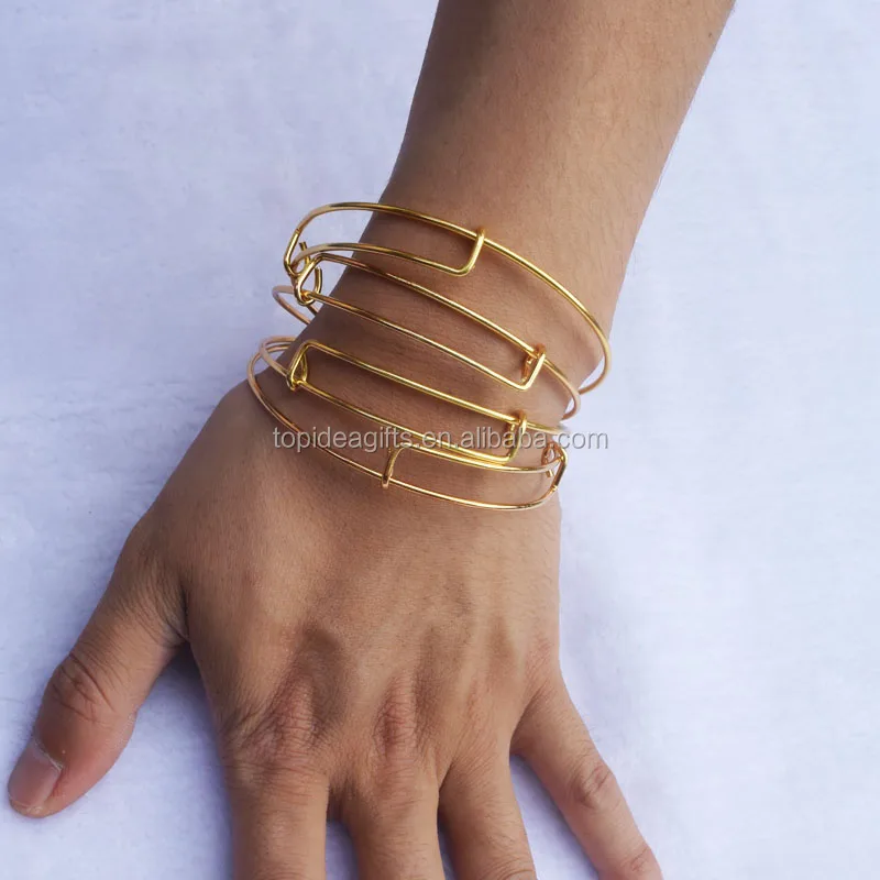 18K Gold Adjustable Expandable Bangle Jewelry Bracelet DIY Accessory Bracelet For Beading And Charm