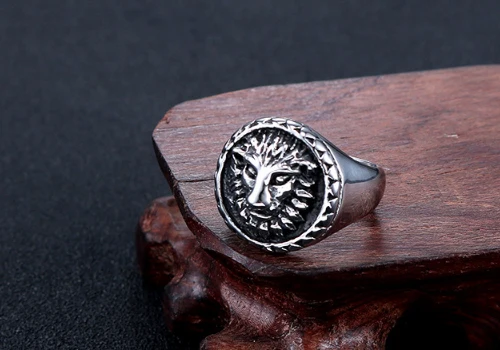 Gothic Men Lion Head Rings Punk Biker Cool Ring Vintage Steel heavy Ring In Stock