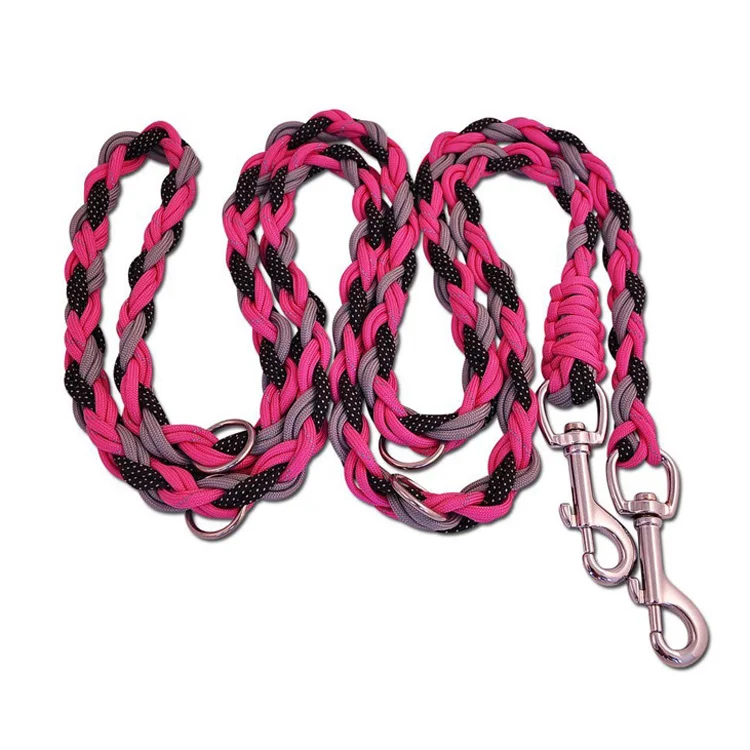 Adjustable braided paracord hands free dog running lead