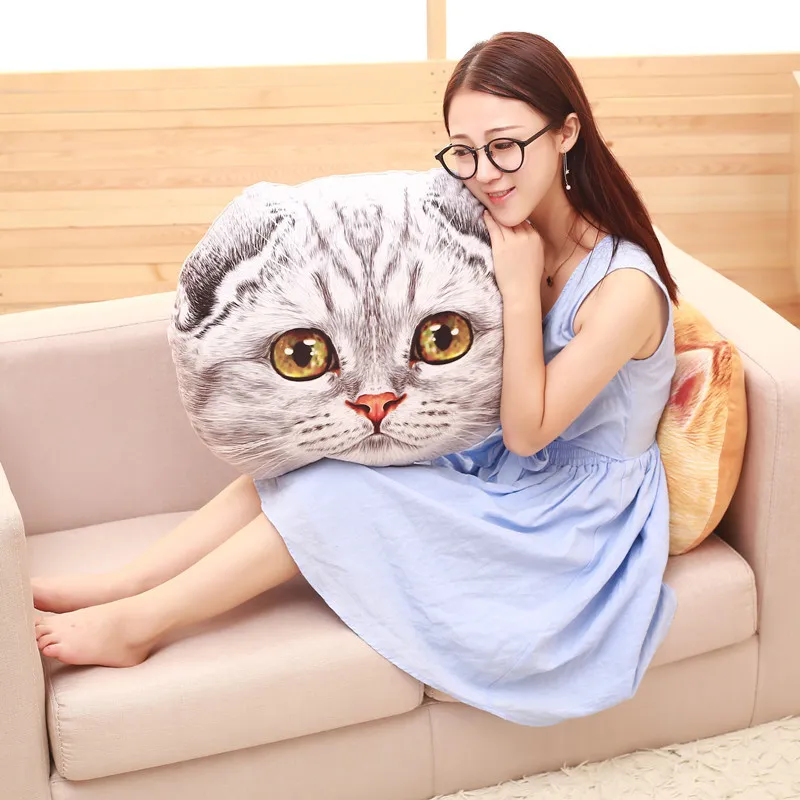 Cute Cartoon Plush Christmas Gifts Simulation 3D Cat Head Comet Cat Shaped Home Removable Handcuffs Pillow Cushion