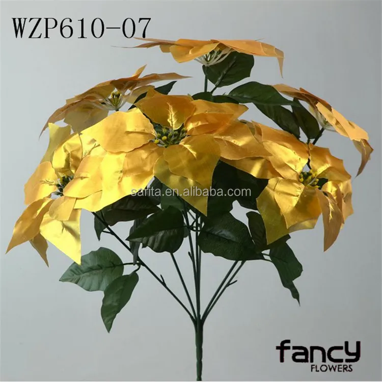 factory wholesale single stem christmas artificial poinsettia flower