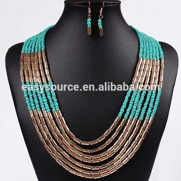 2014 Latest Design Vintage Lady Jewelry European Style Many Chain Necklace and Earrings