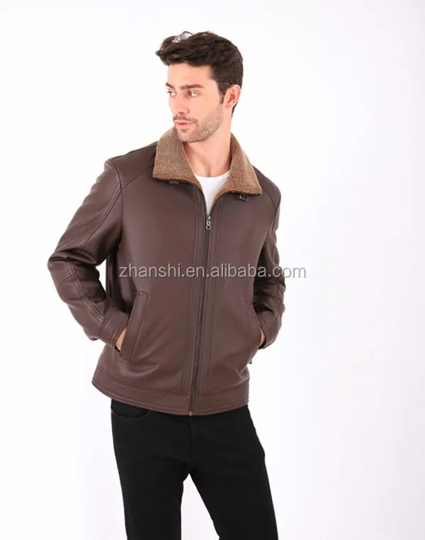New Collection High Quality Men PU Nubuck Leather Jacket Coat Artificial Fur Lining