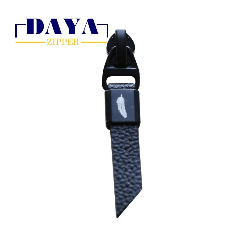 PU puller no.5 LFC zipper slider electrophoresis  black alloy waterproof zipper