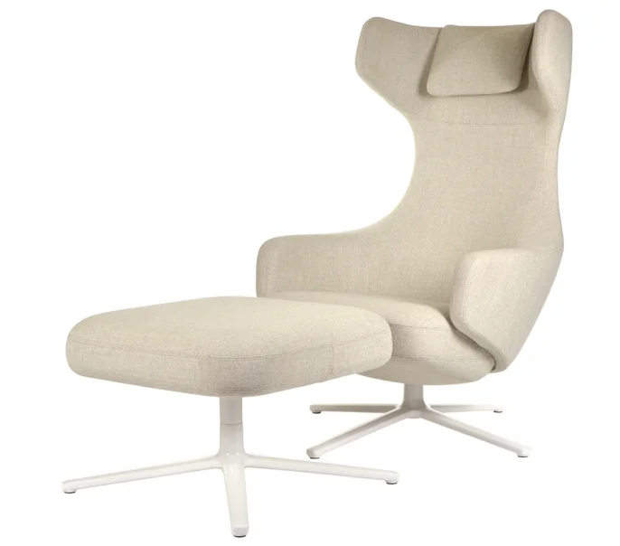 
Vintage style home furniture Genuine leather Grand Repos lounge chair with ottoman 