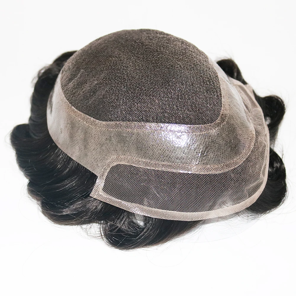 Real Human Hair Man Toupee Remy Hairpieces Swiss Lace With Clear Poly Around Free Shipping Toupee Mens