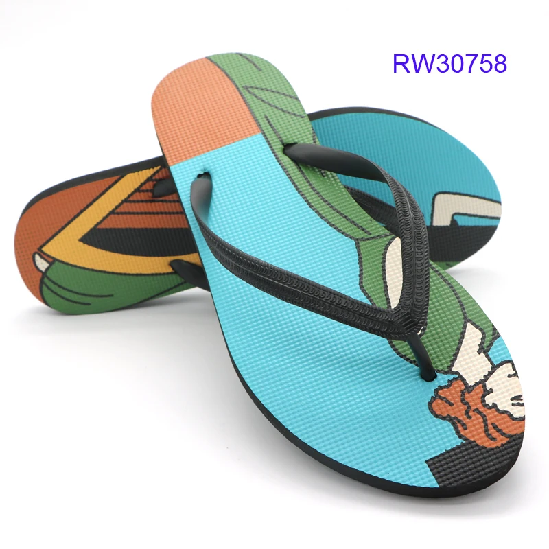 RW30758 New Design 3D insole print flip flops rubber flip flops with logo printing ipanema flip flops