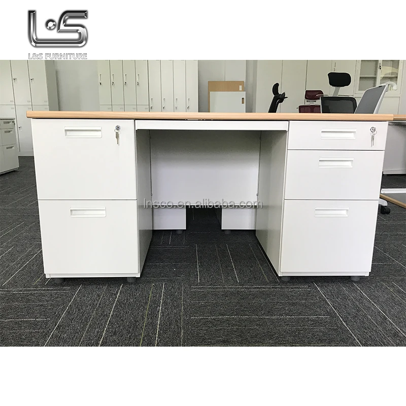 Latest office general table designs bilateral steel pedestal desk