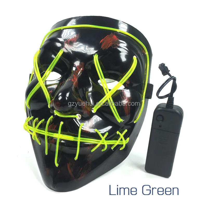 High-grade Carnival decor EL wire Mask Flashing/Steady on LED Neon Mask The Purge Election Years Movie Theme Party Decoration