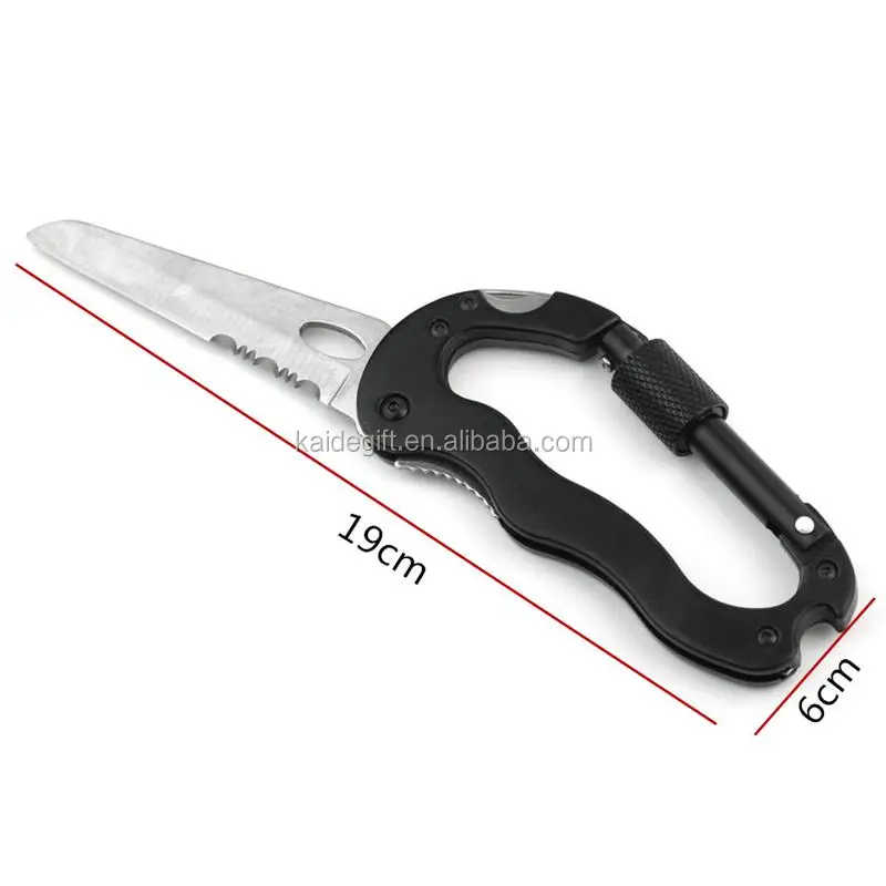 5 в 1 Алюминиевый альпинистский крюк рыболовные снасти мульти карабин с нож Инструменты