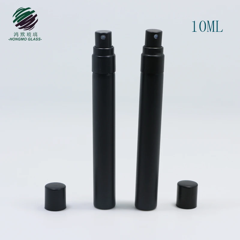 Black Slender OEM 5ml 10ml 15ml Glass Tube Pen Perfume Bottle Matte Black Frosted Glass Spray Bottle Glass Vial