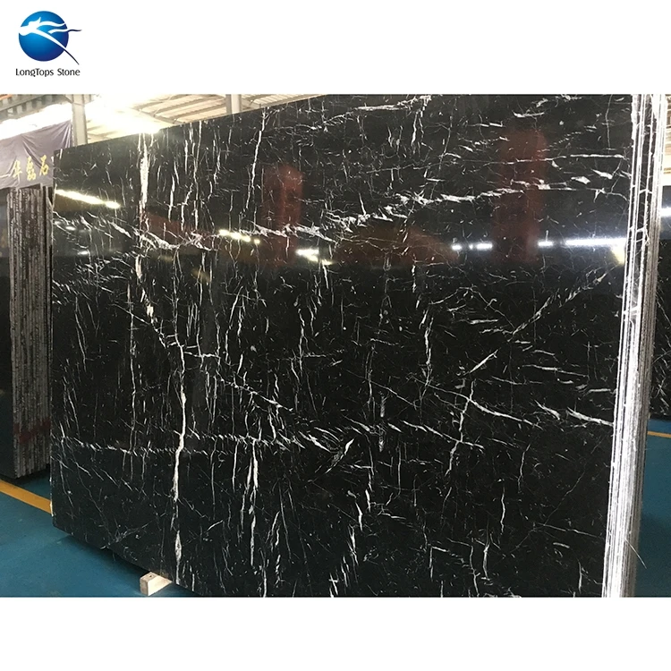 Polished Natural zimbabwe black marble floor tile , Nero marquina black marble price in india