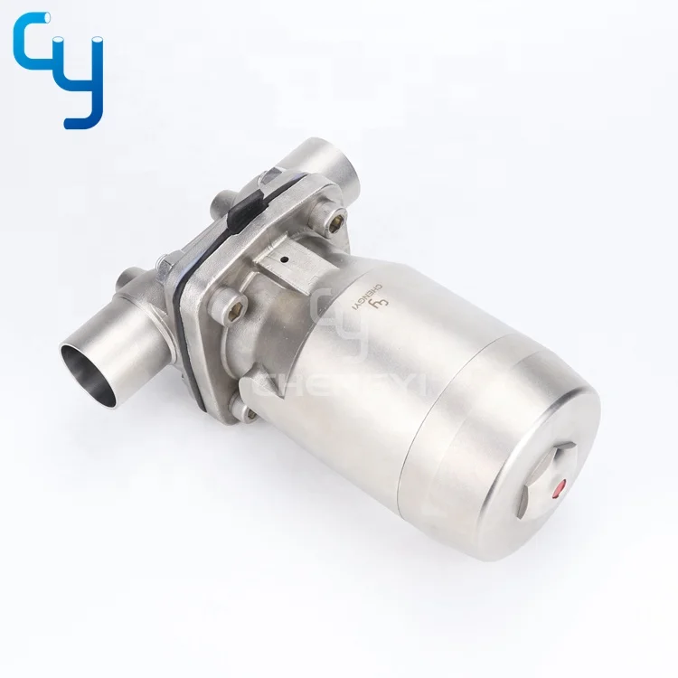 Sanitary stainless steel pneumatic diaphragm valve with welding connection
