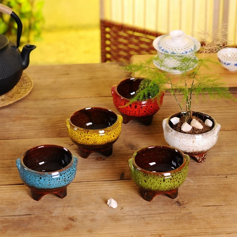 2.5 Inch Ceramic Bonsai Mini Glazed Pots