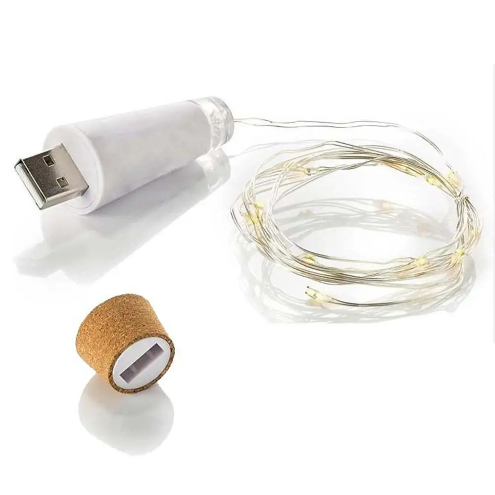 Оптовая продажа, перезаряжаемый пробковый светильник USB, СВЕТОДИОДНАЯ Гирлянда для бутылки вина