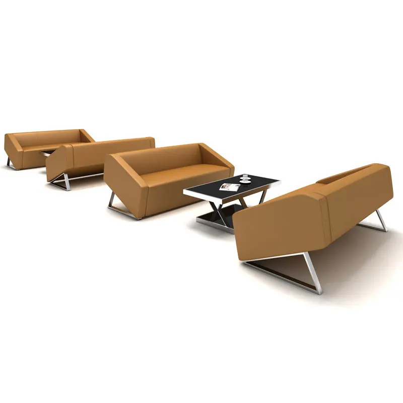 Современный минималистичный офисный кабинет, деловой приемник, сочетание дивана