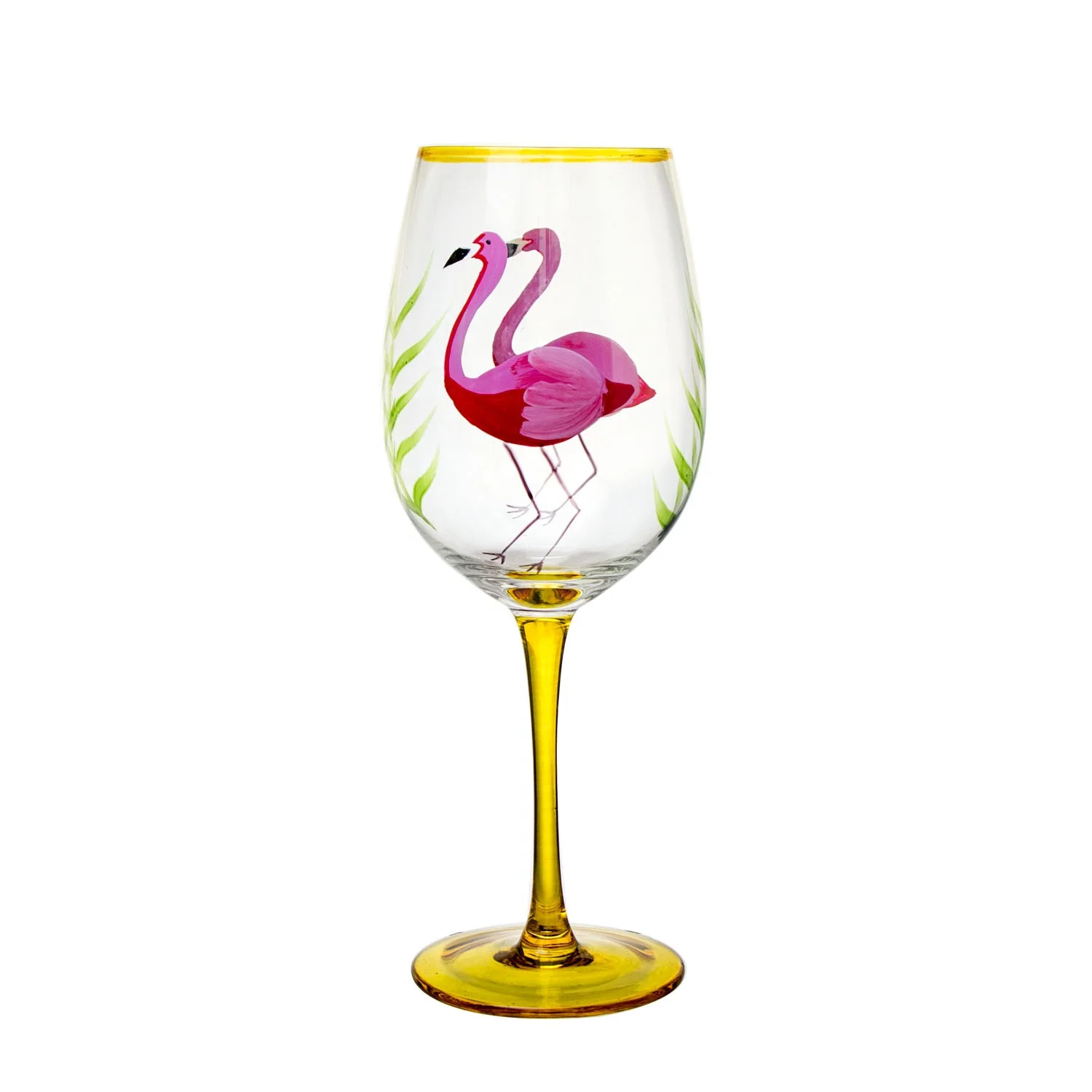 
Funny Novelty Hand Painted Colored Swan Stem Goblet Wine Glass 