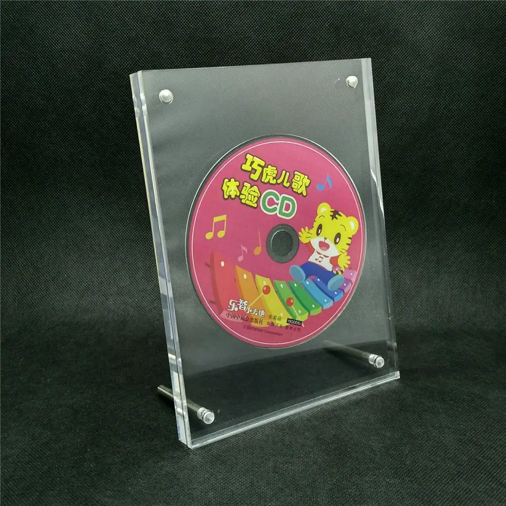 Multifunctional Clear Magnetic Acrylic Photo Frame Customized CD Holder Eco-friendly CNC Cut