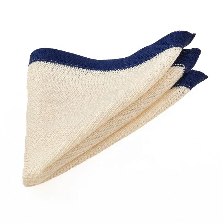 
 Мужской формальный свадебный носовой платок органический простой индивидуальный цветной край мужские Новые Вязаные квадратные белые вязаные карманные квадраты  