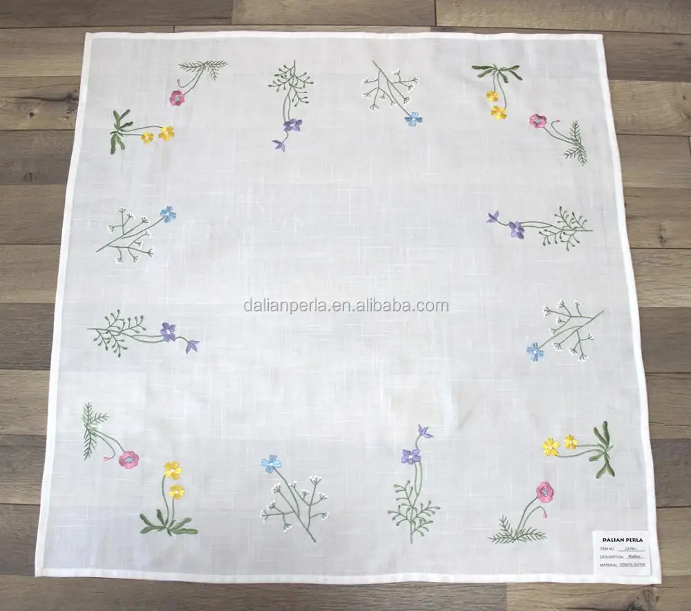 Скатерть из полиэстера с цветочной вышивкой для весны