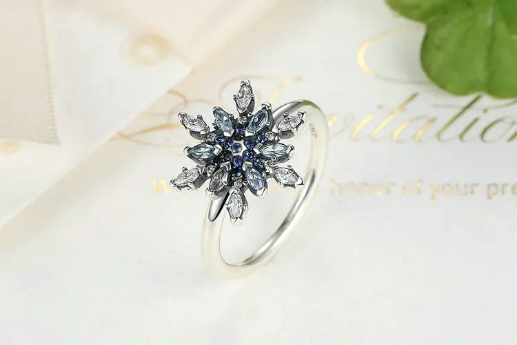 
Hot products snowflake necklace earrings pendant blue cz silver 925 set jewelry set women 