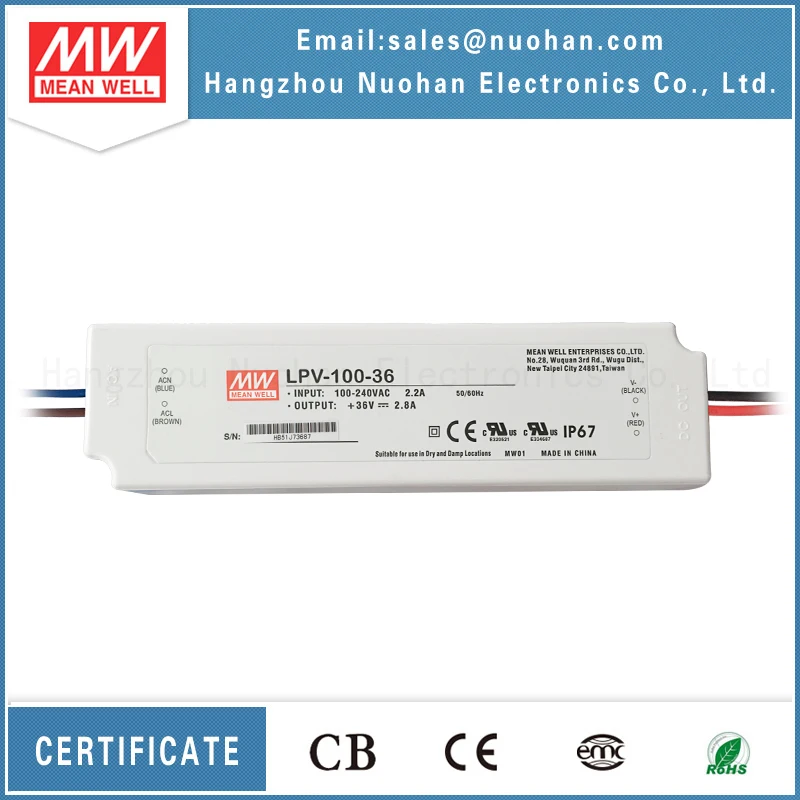 Mean well LPV-100-36 100W 36V led driver led strip light driver