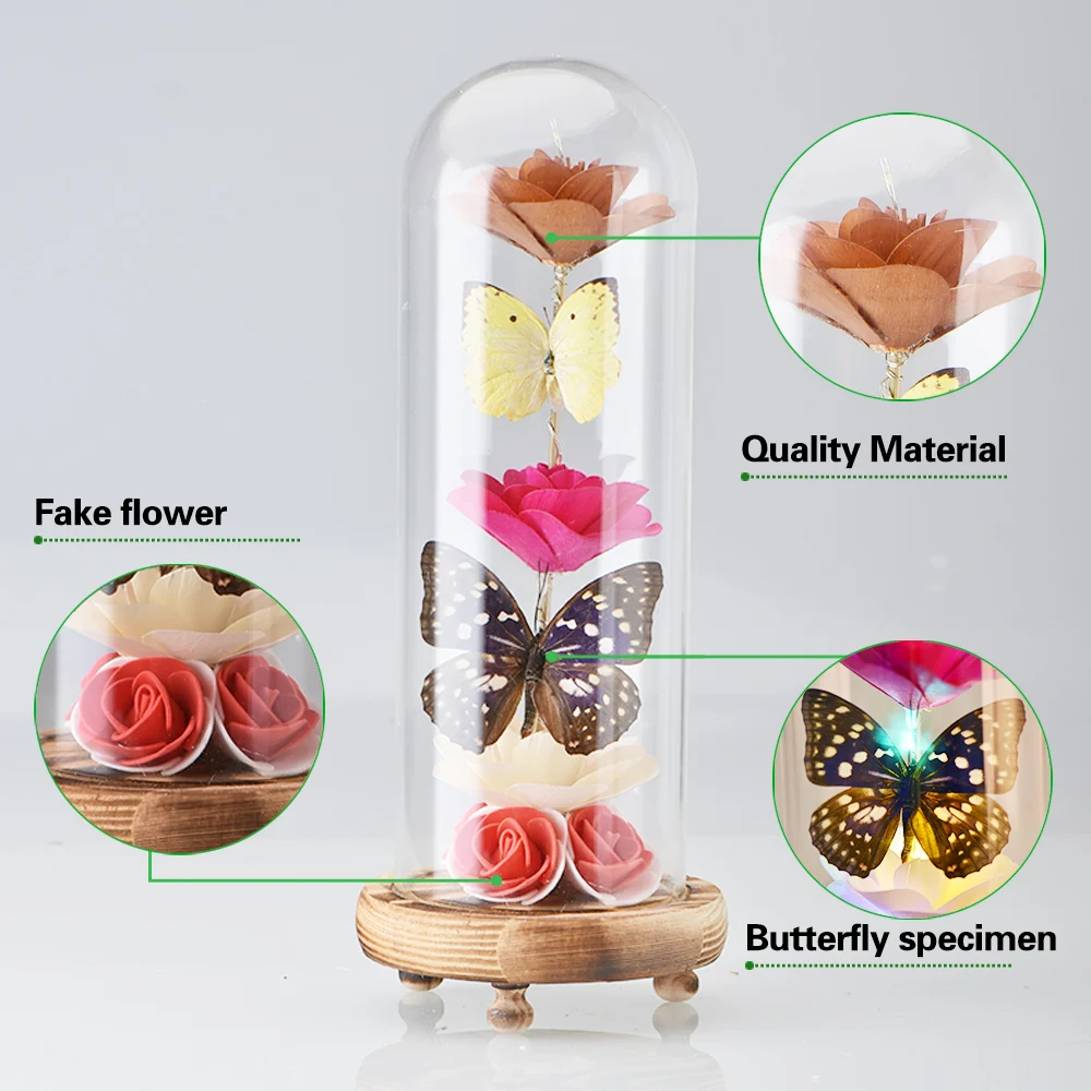 Hot sale Home& wedding decoration Various butterfly samples Custom artificial rose  flower For Baby Girl Gifts