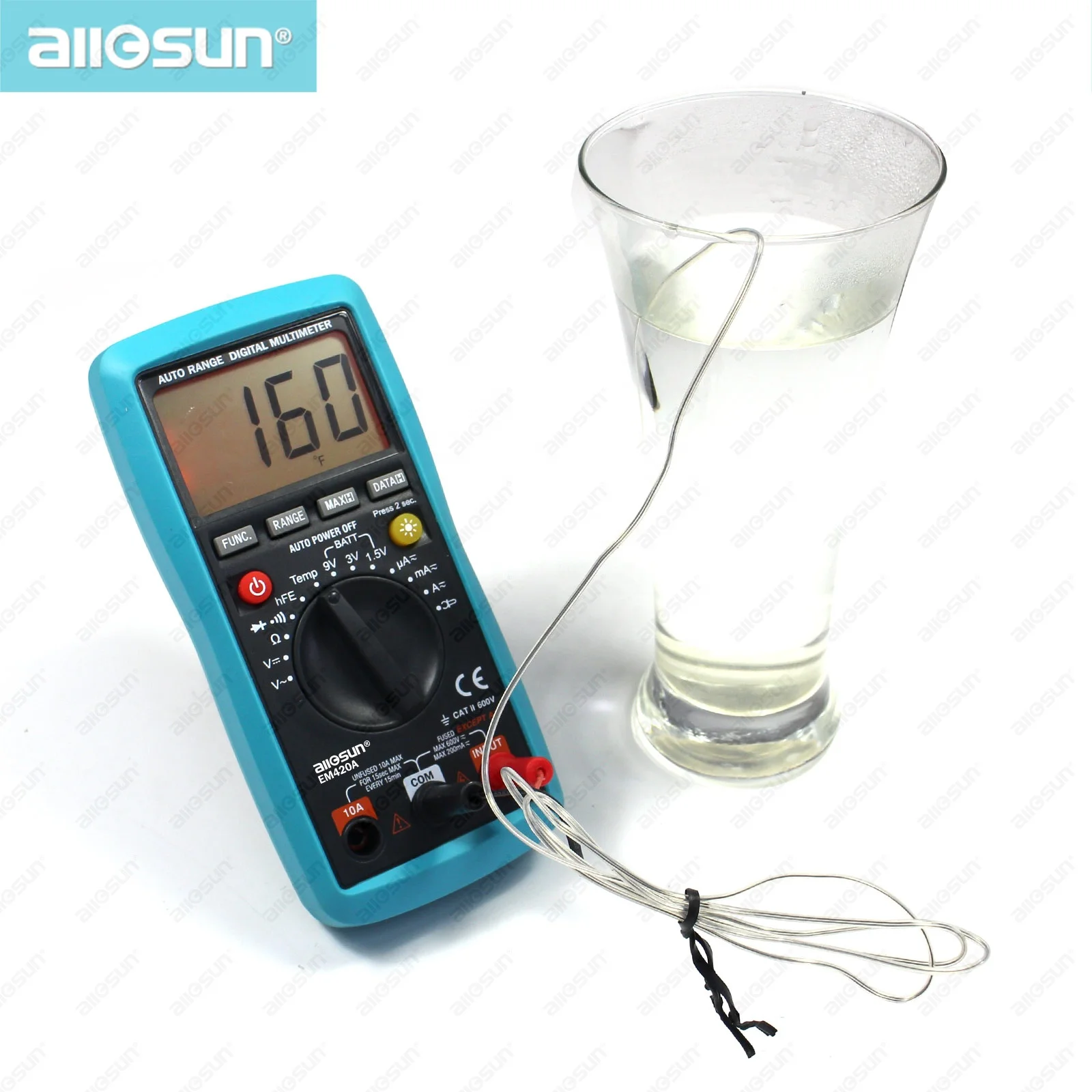 All-sun EM420A Autorange Digital Multimeter LCD Auto Range Digital Multimeter Buzz AC DC Volt Amp OHM Temp Tester US Ship