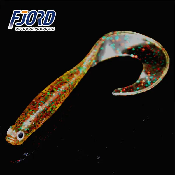 FJORD Wholesale high quality 105mm 6.5g  long tail hollow silicone plastic soft bait for freshwater