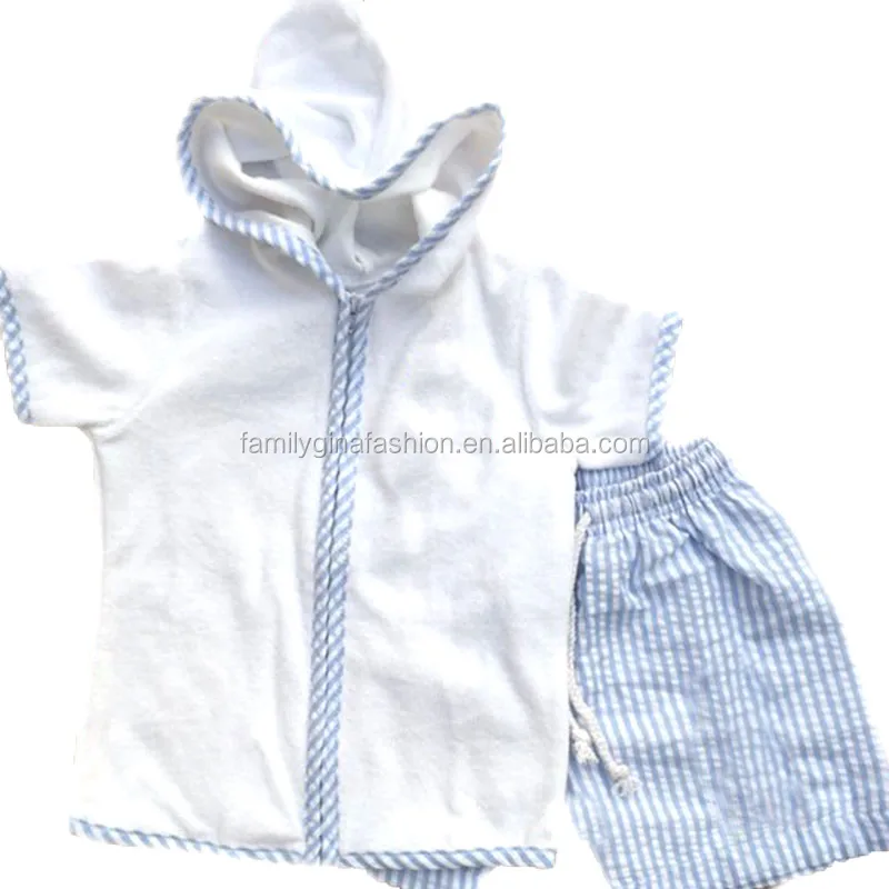 Monogram Beach Cover Up Seersucker Swimsuit Set Toddler Boys Swimming Trunks And Coverup