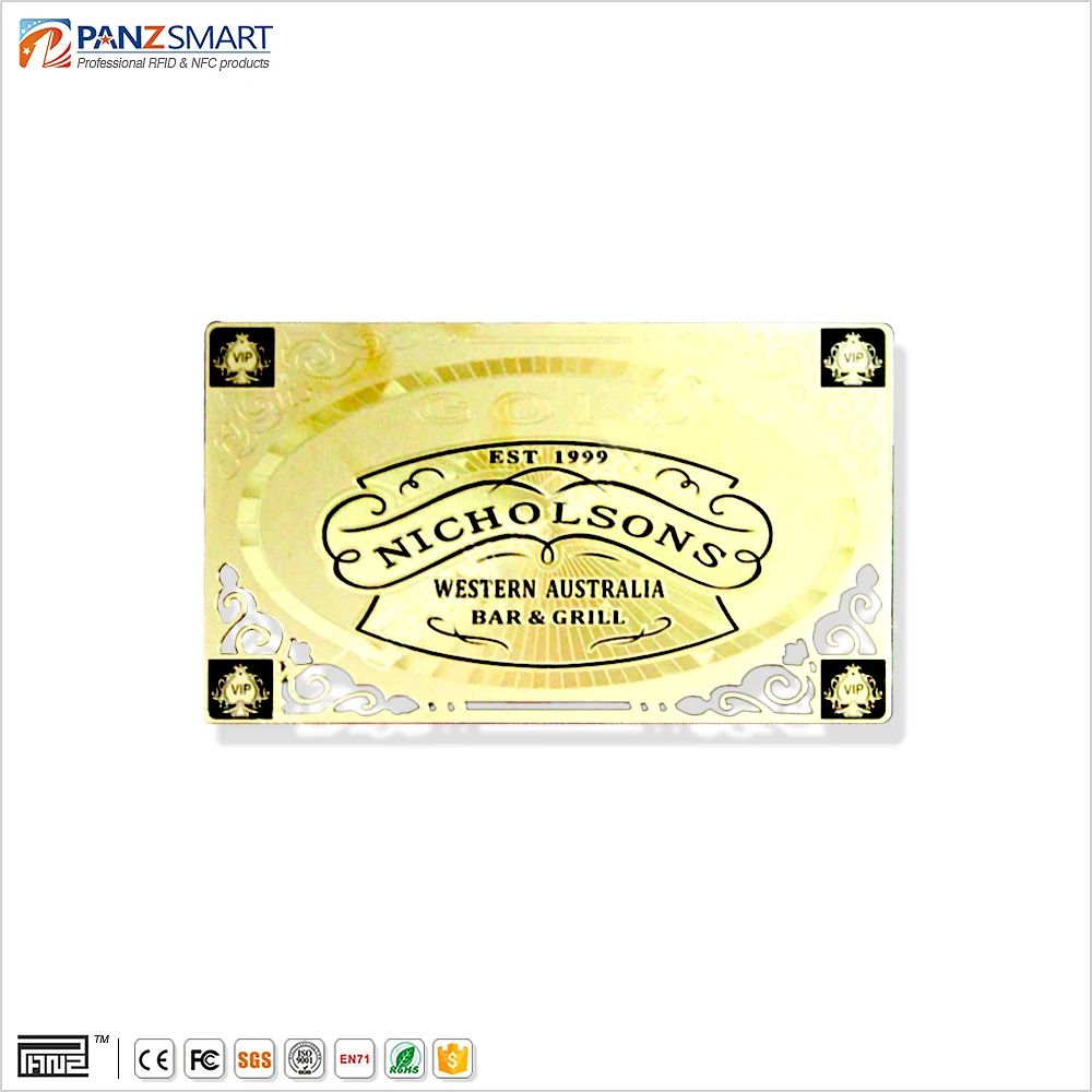 High Quality custom gold metal NFC business card with embossed number