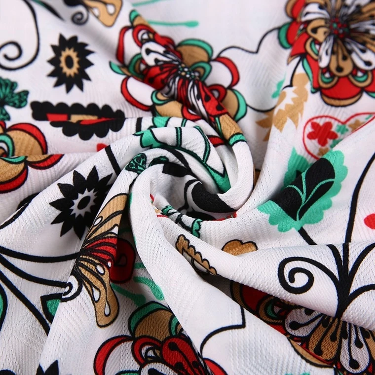 
High quality jacquard hawaii polyester spandex sunflower printed stretch fabric 
