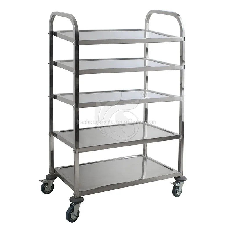 Commercial Hotel Restaurant Stainless Steel Disassemble Bellman Luggage Trolley Cart Hotel Restaurant Mobile Food Cart