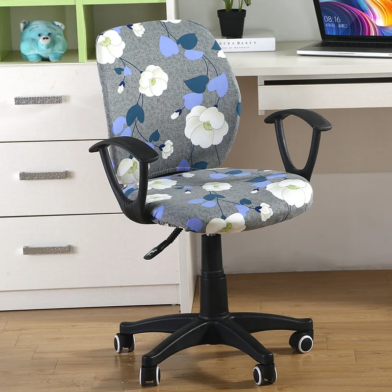 
2 шт. обеденный стол для офисного стула из спандекса, защитный чехол для компьютерное кресло чехол с цветочным принтом Съемный вращающийся стул крышка стрейч чехол 