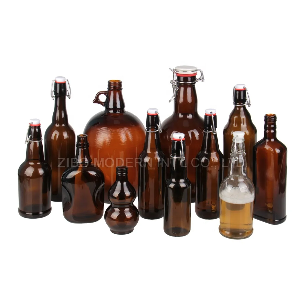 Оптовая продажа, 500 мл/1000 мл, Герметичная Бутылка с поворотным верхом в стиле янтарного Grolsch, бутылка для пива, бутылка из янтарного стекла (60831619667)