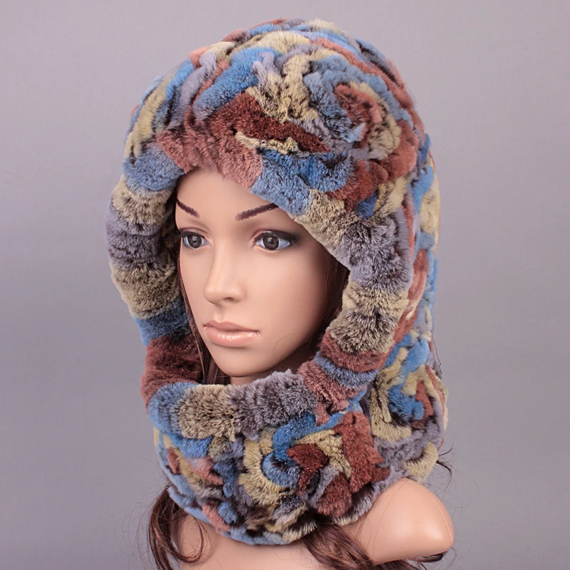 Plush Ladies Real Fur Caps Russian Fur Caprex Rabbit Fur font b Winter b font Warm