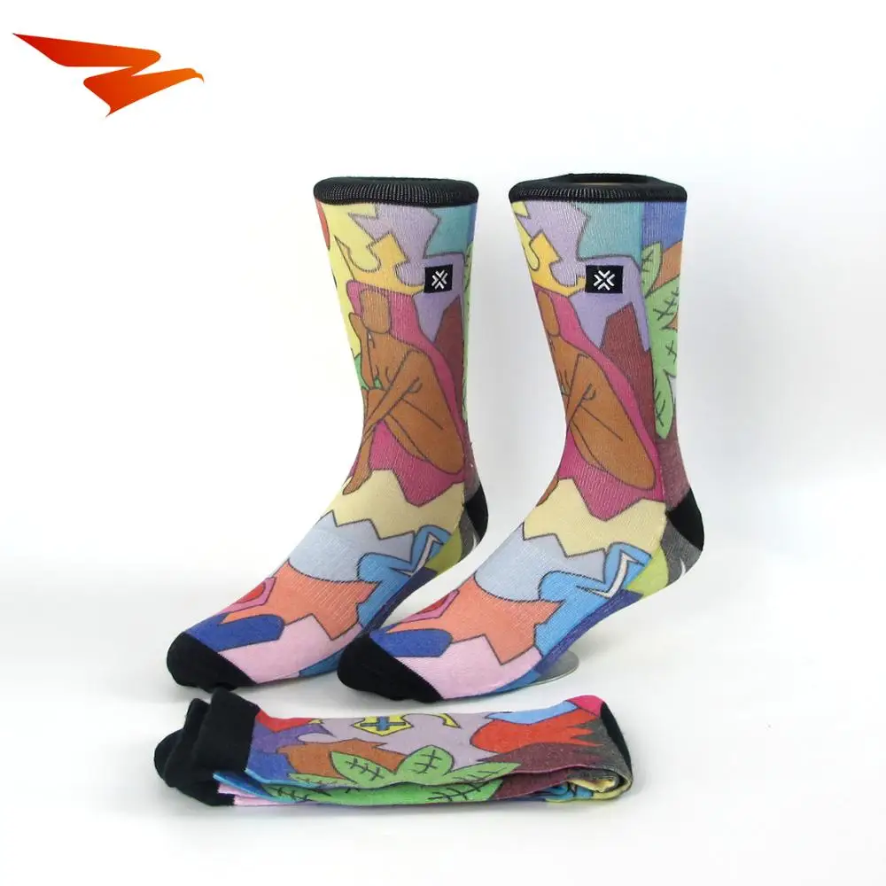 Custom new style colorful sublimation printing socks with high quality