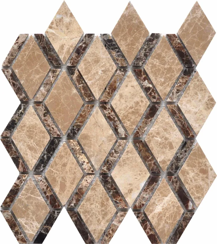 black and white rhombus stone mosaic tile for home decoration