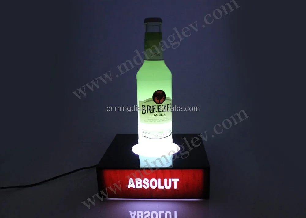 illuminated beer display pedestal, Acrylic LED wine bottle display stand, acrylic illuminated beer bottle display stands