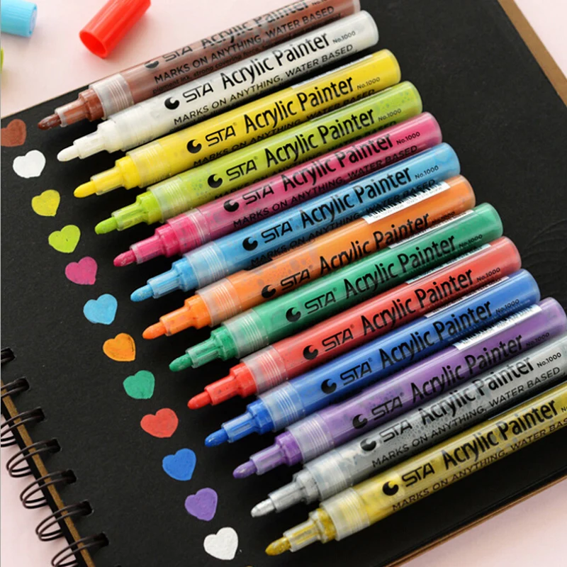 2018 Amazon Hot Selling  STA Brand 24 Colors Acrylic Paint Pens With OEM Packaging