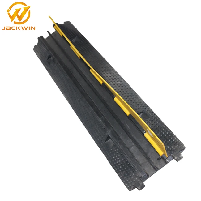 Yellow Jacket 2 Channel Electrical Wire Cable Protector/Rubber Kerb Ramps/Floor Cable Cover