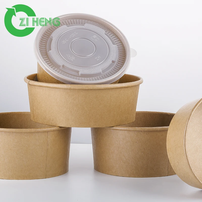 Eco friendly disposable custom logo printed take away soup bowl craft 250ml-1500ml
