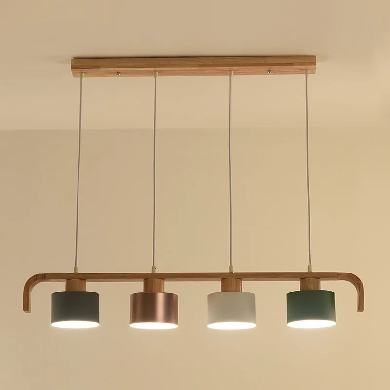 Macaron Nordic Macarone art hanging nature LED Modern Wood wooden Kitchen Simple home Chandelier Pendant Light lamp