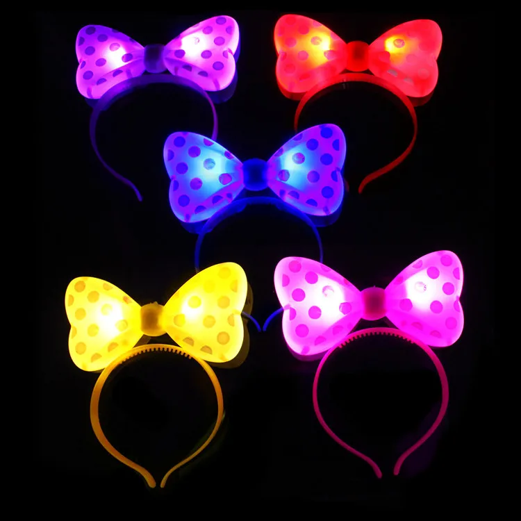 Glow LED Light Up Bow Hair Band  Bowknot Head Hopper Party Cosplay Headband