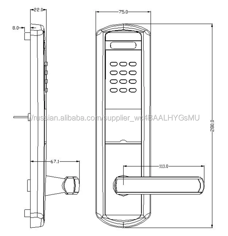 Высокое Качество Врезной Безопасности Электронные Keyless Дверные Замки Set-Для Правой Распашные Двери Только