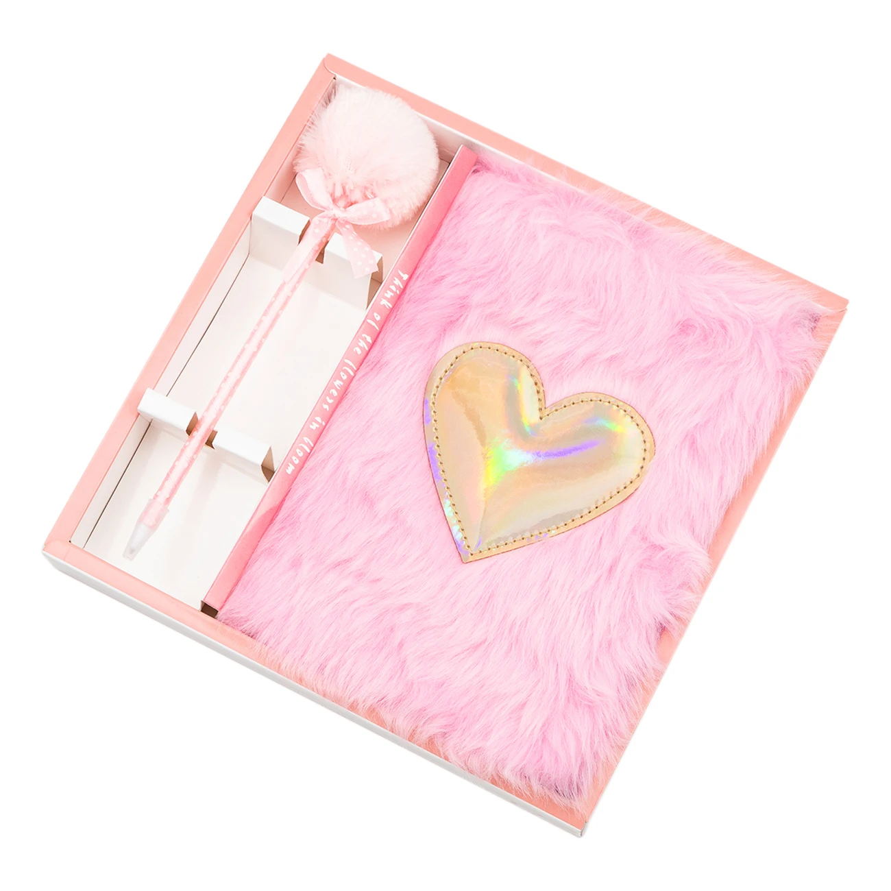 Custom Pink Heart Shaped Plush Notebook Fashion Personal Notebook A5