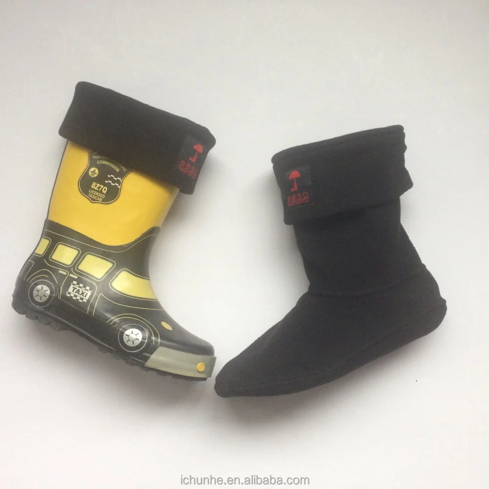 high quality winter fleece rain boot socks with knit cuff