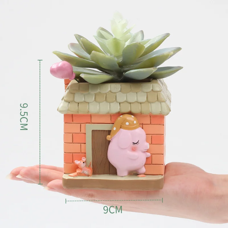 Оригинальный цветочный горшок Zakka из смолы с мультяшными животными